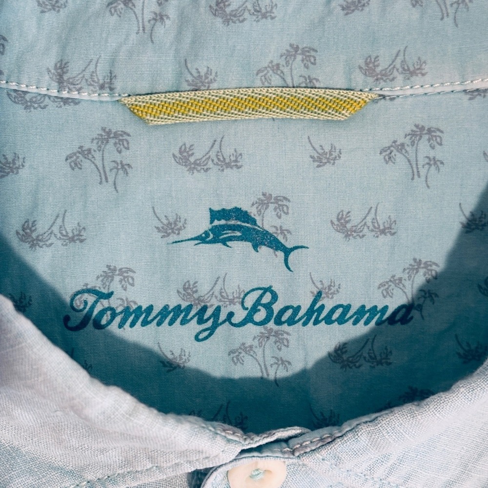 Tommy Bahama Linen Button Down Shirt Mens 2XL Mint Green Long Sleeve - Picture 2 of 11